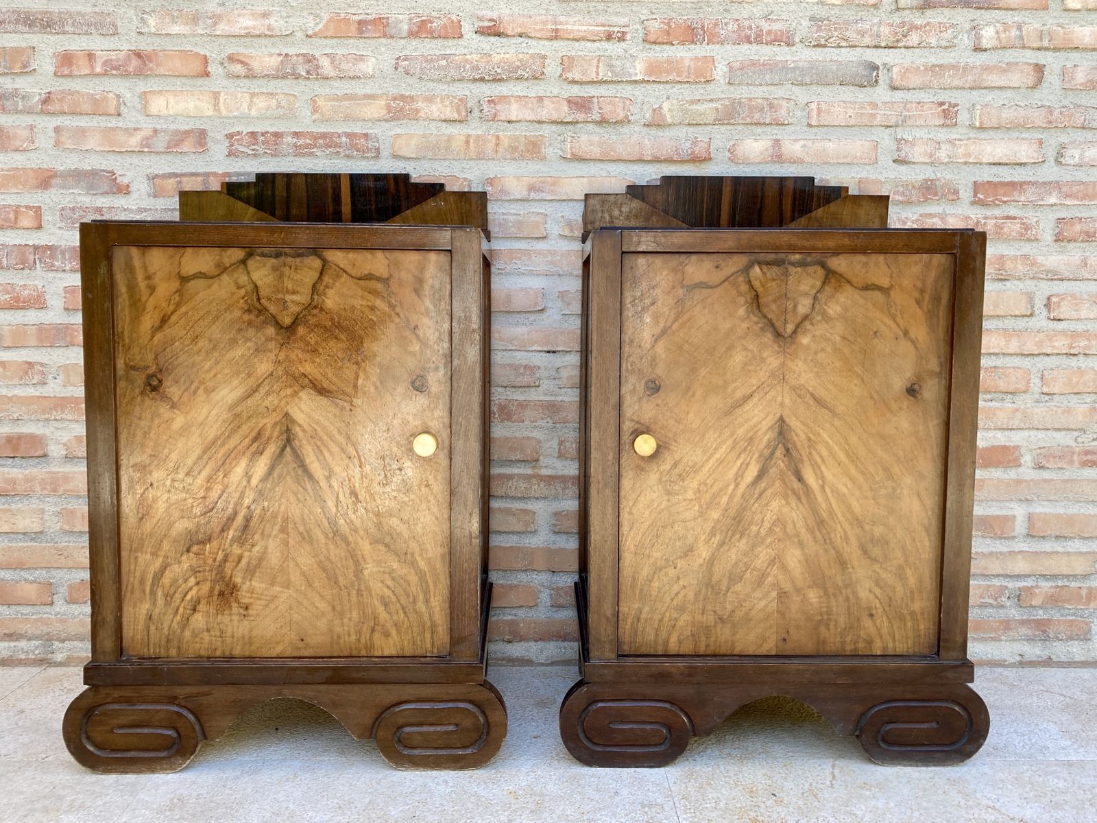 Art Deco Side Cabinets Or Nightstands With One Drawer, 1930s, Set Of 2 photo 1789.0