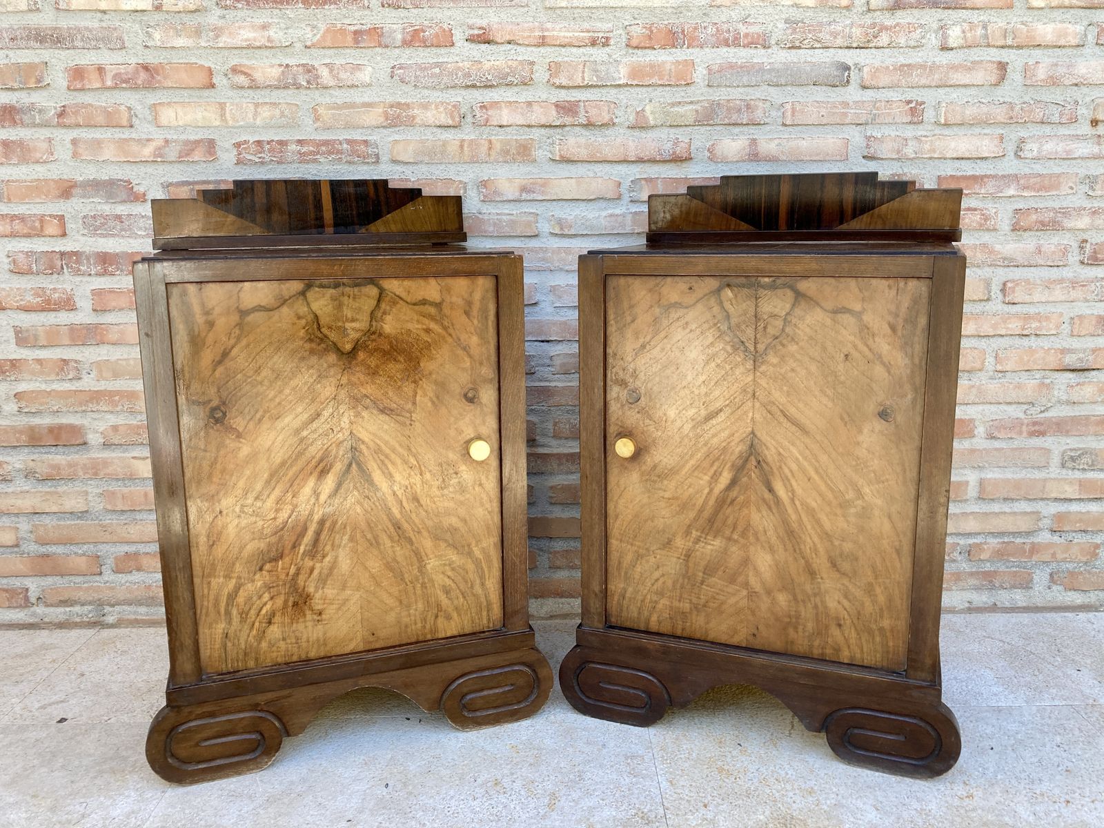 Art Deco Side Cabinets Or Nightstands With One Drawer, 1930s, Set Of 2 photo vintage