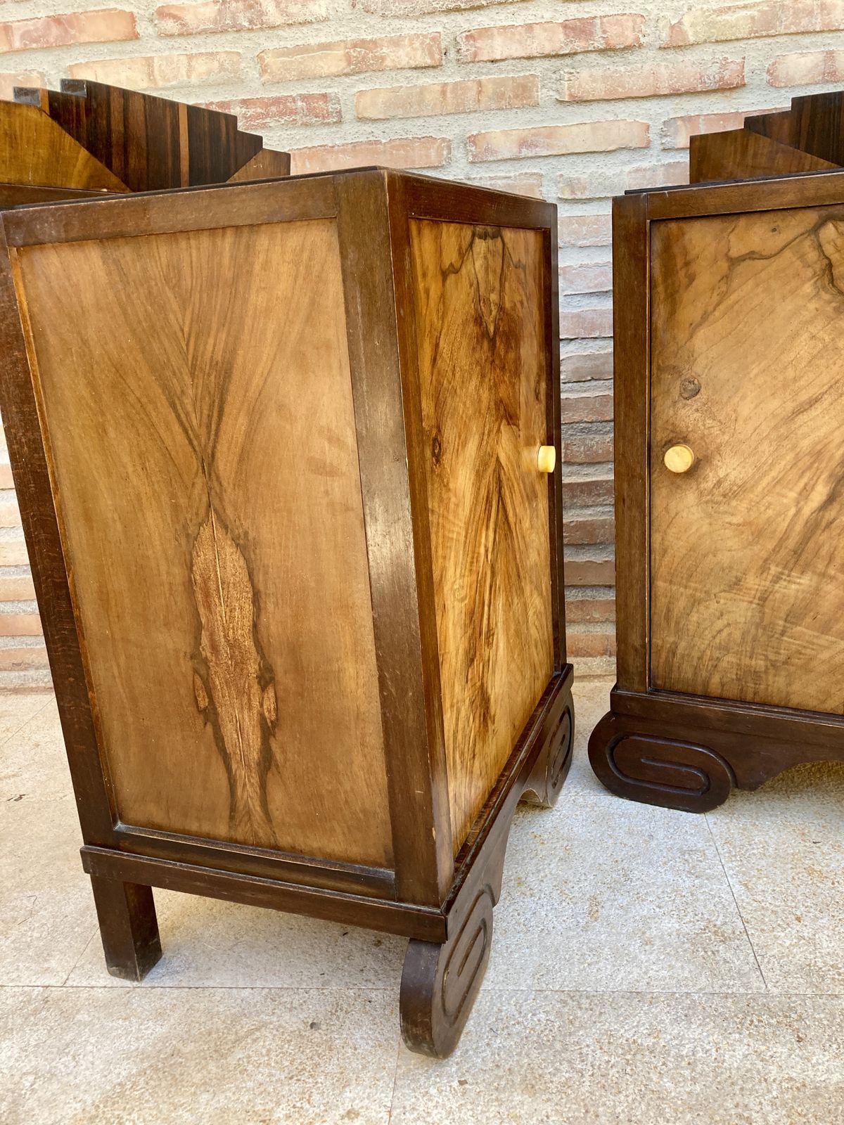 photo for sale Art Deco Side Cabinets Or Nightstands With One Drawer, 1930s, Set Of 2