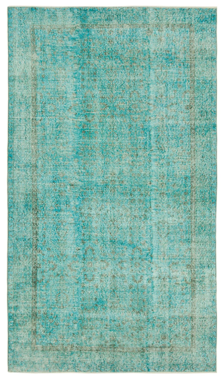 Turkish Handmade 1980s 160 Cm X 274 Cm Turquoise Over Dyed Wool Rug