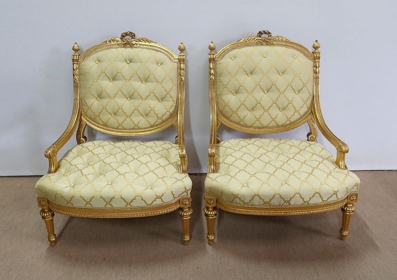 Pair Of Queen Louis XVI Armchairs, Napoleon III Period   Mid Xixth photo furniture