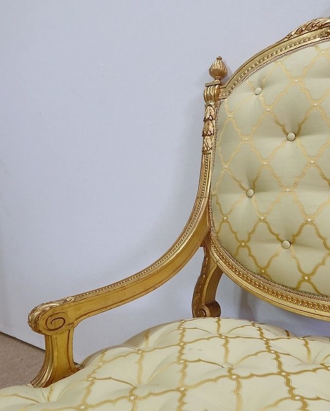 Furniture Pair Of Queen Louis XVI Armchairs, Napoleon III Period   Mid Xixth photo