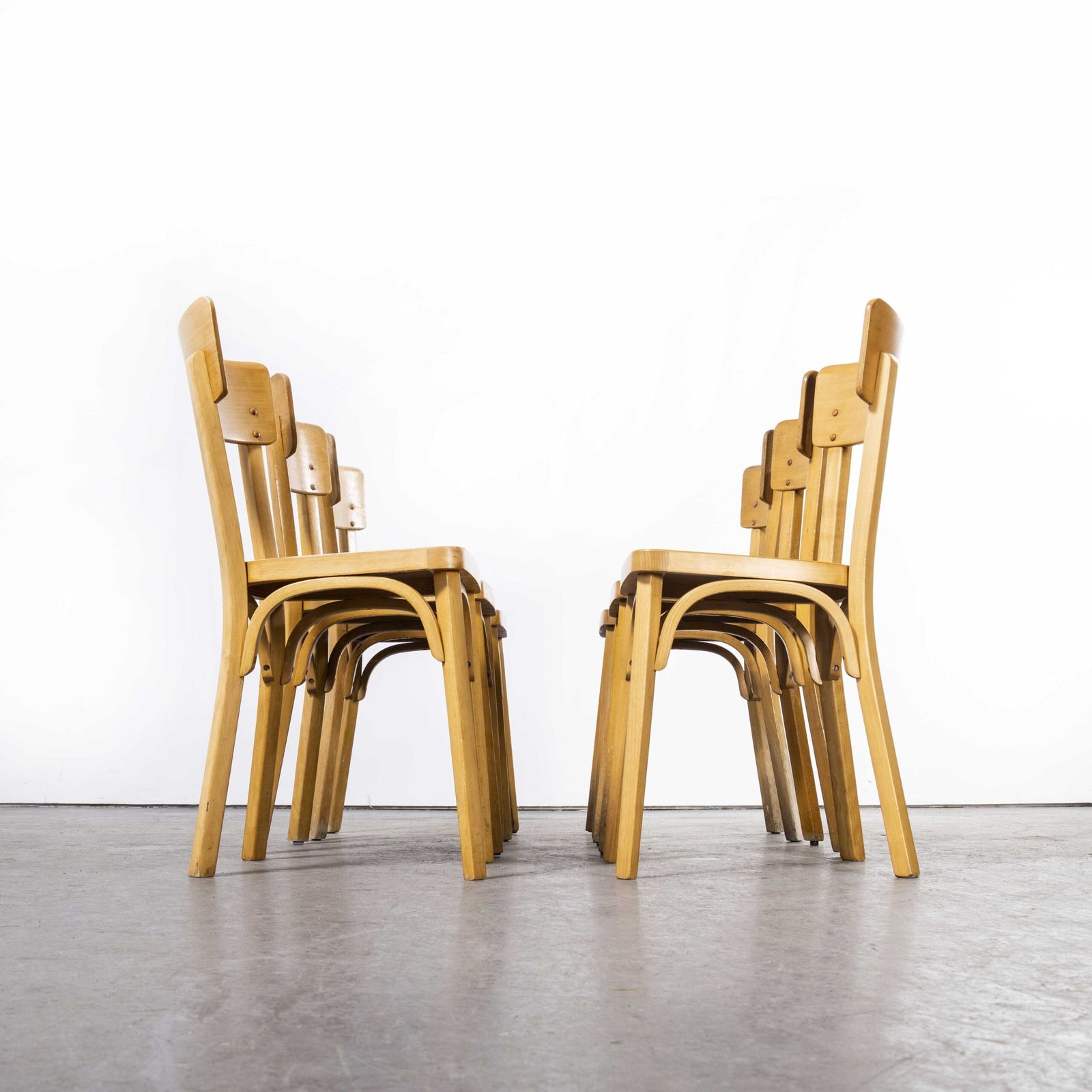 1950’s French Baumann Blonde Beech Bentwood Dining Chairs – Set Of Six photo vinterior