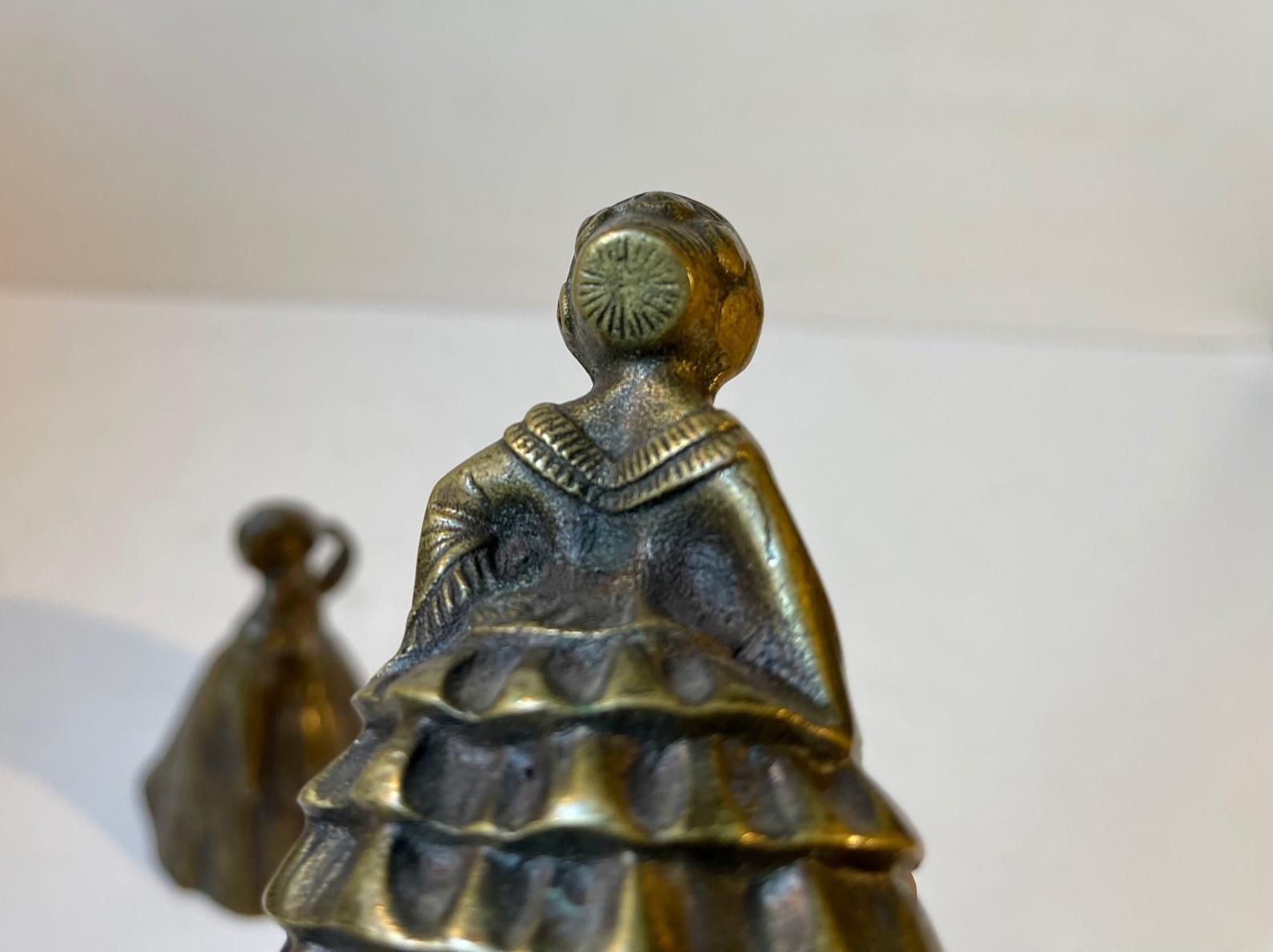 Antique Victorian Brass Bells In Shape Of Ladies, 19th Century, Set Of 2 photo buy