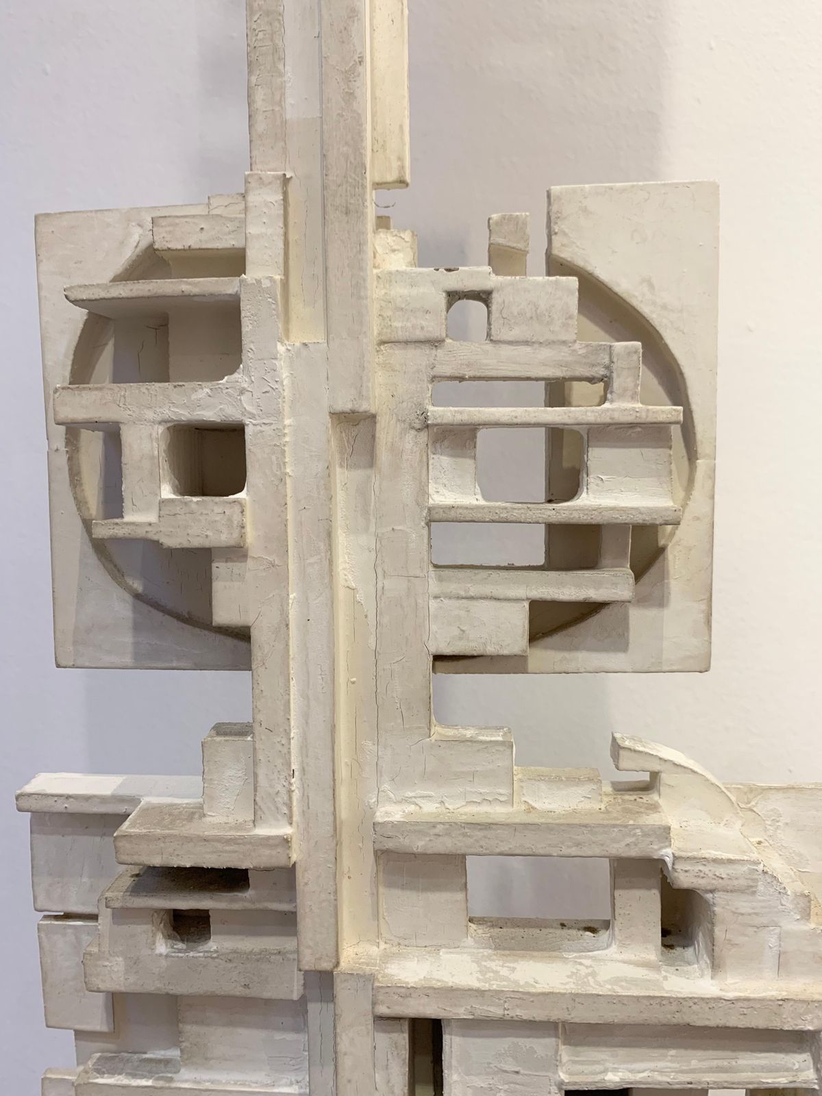 Mid Century White Wood Totem Sculpture By André Pailler, France 1970s photo buy