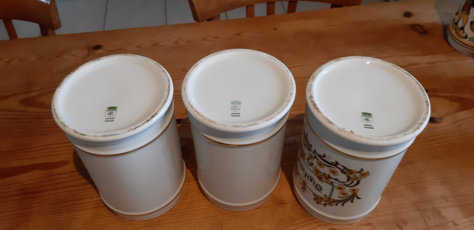 3 Pharmacy Jars 19th Limoges Porcelain Claude Caspenet photo buy