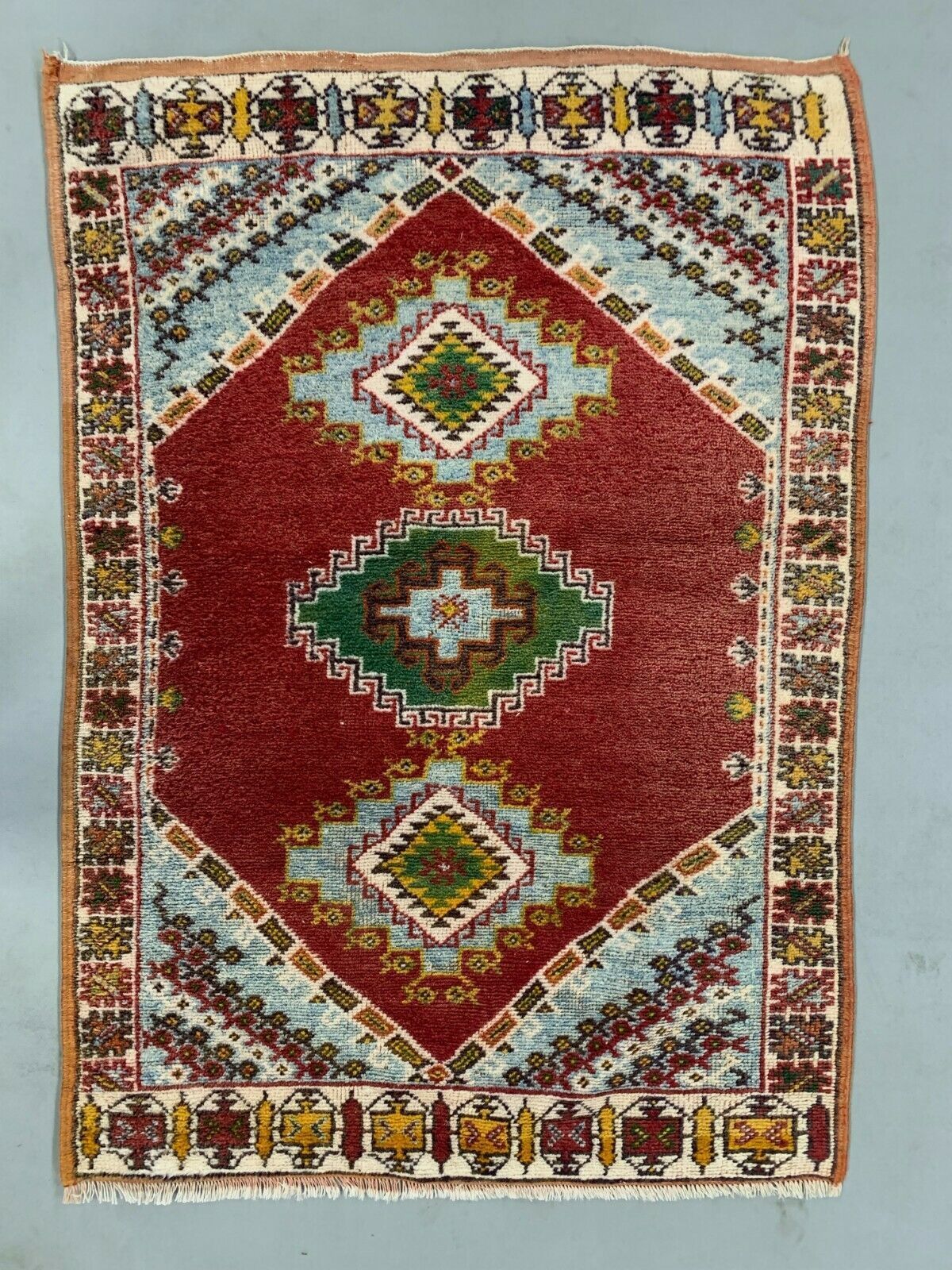 Moroccan Rug Tazenacht Berber Atlas, Tribal, Red , Blue photo for sale
