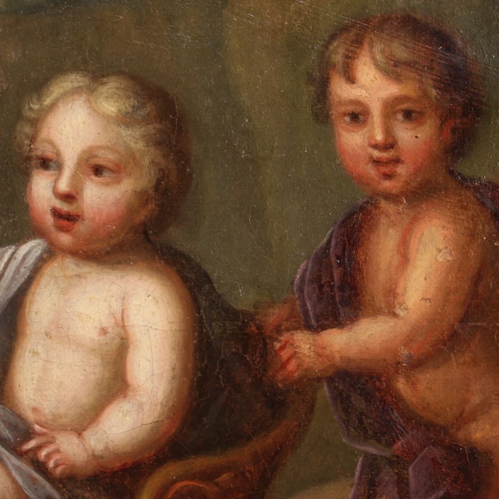 Painting Game Of Cherubs From The Early 19th Century photo vintage