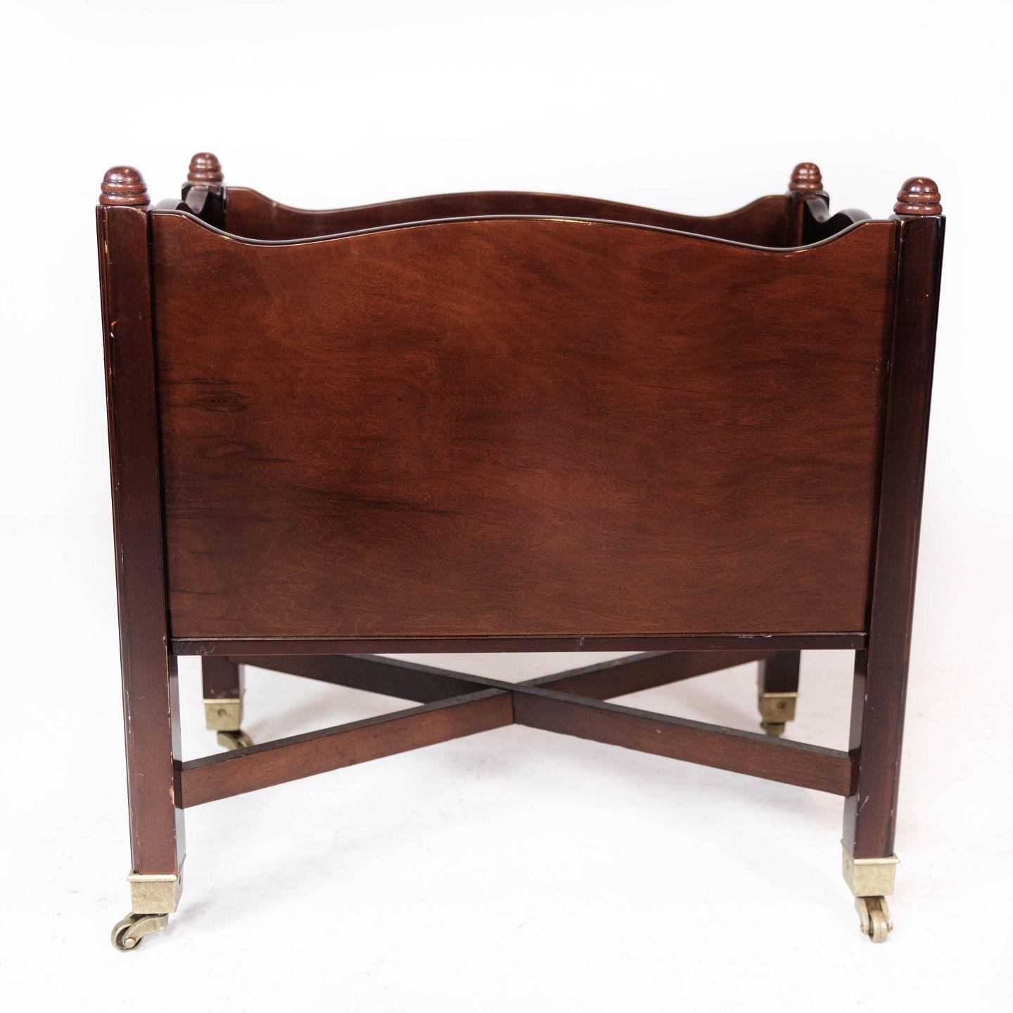 Newspaper Holder Of Mahogany Decorated With Brass Of Danish Design From The 1960s.