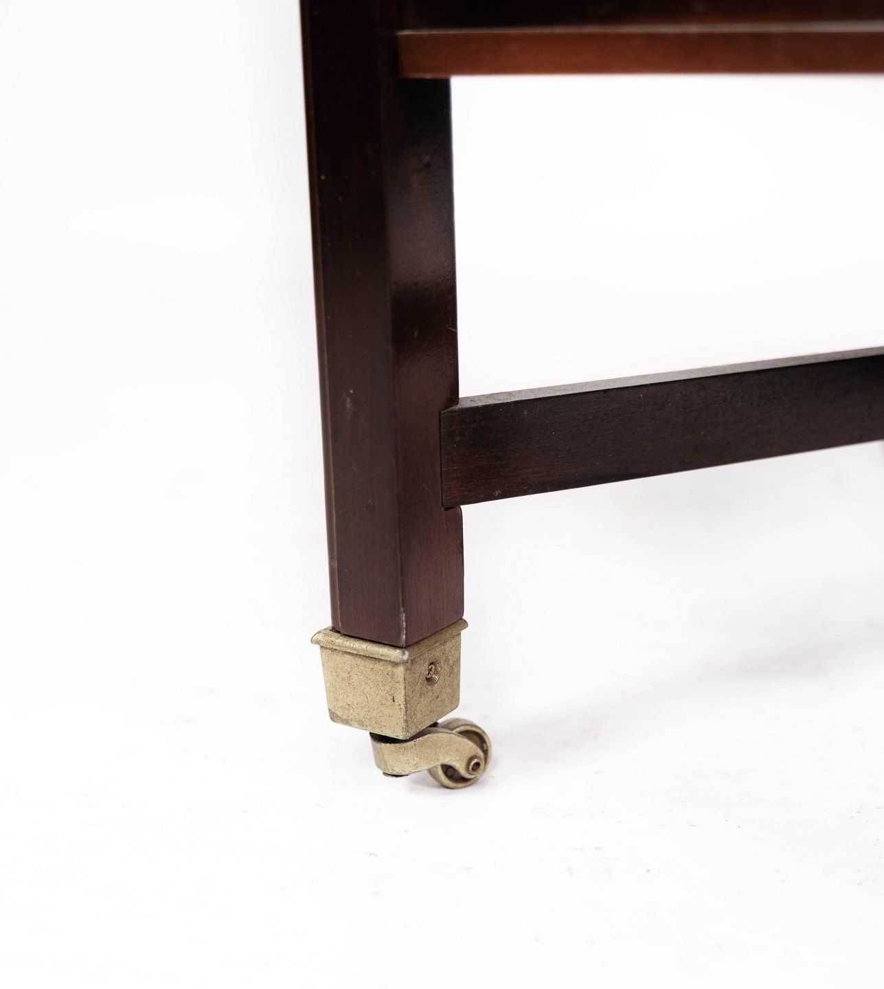 Newspaper Holder Of Mahogany Decorated With Brass Of Danish Design From The 1960s. photo vinterior