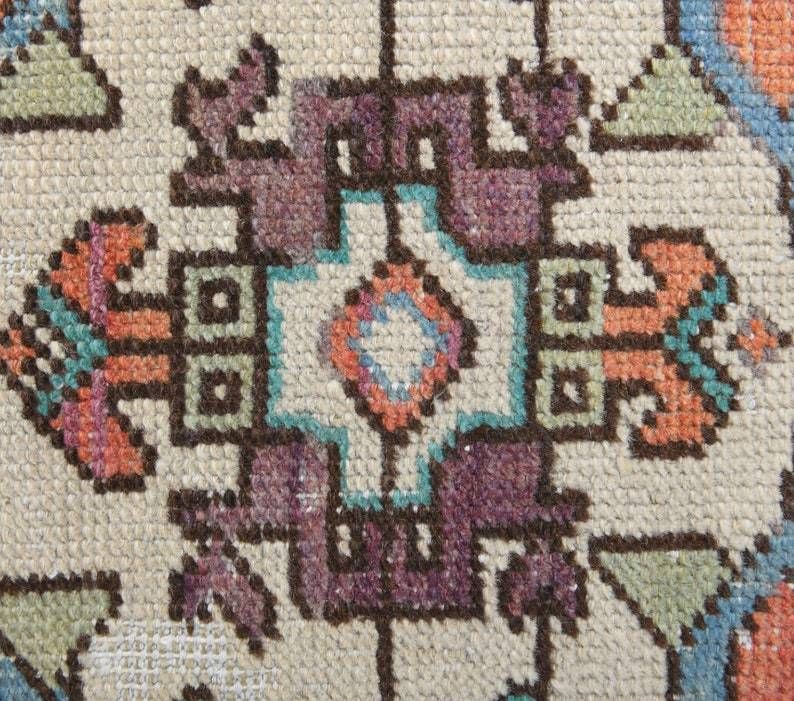 Vintage Turkish Oushak Runner Handmade Wool Carpet  Orange Tribal Kitchen Hallway Rug  Farmhouse Decor  One Of A Kind  Anatolian photo Textiles