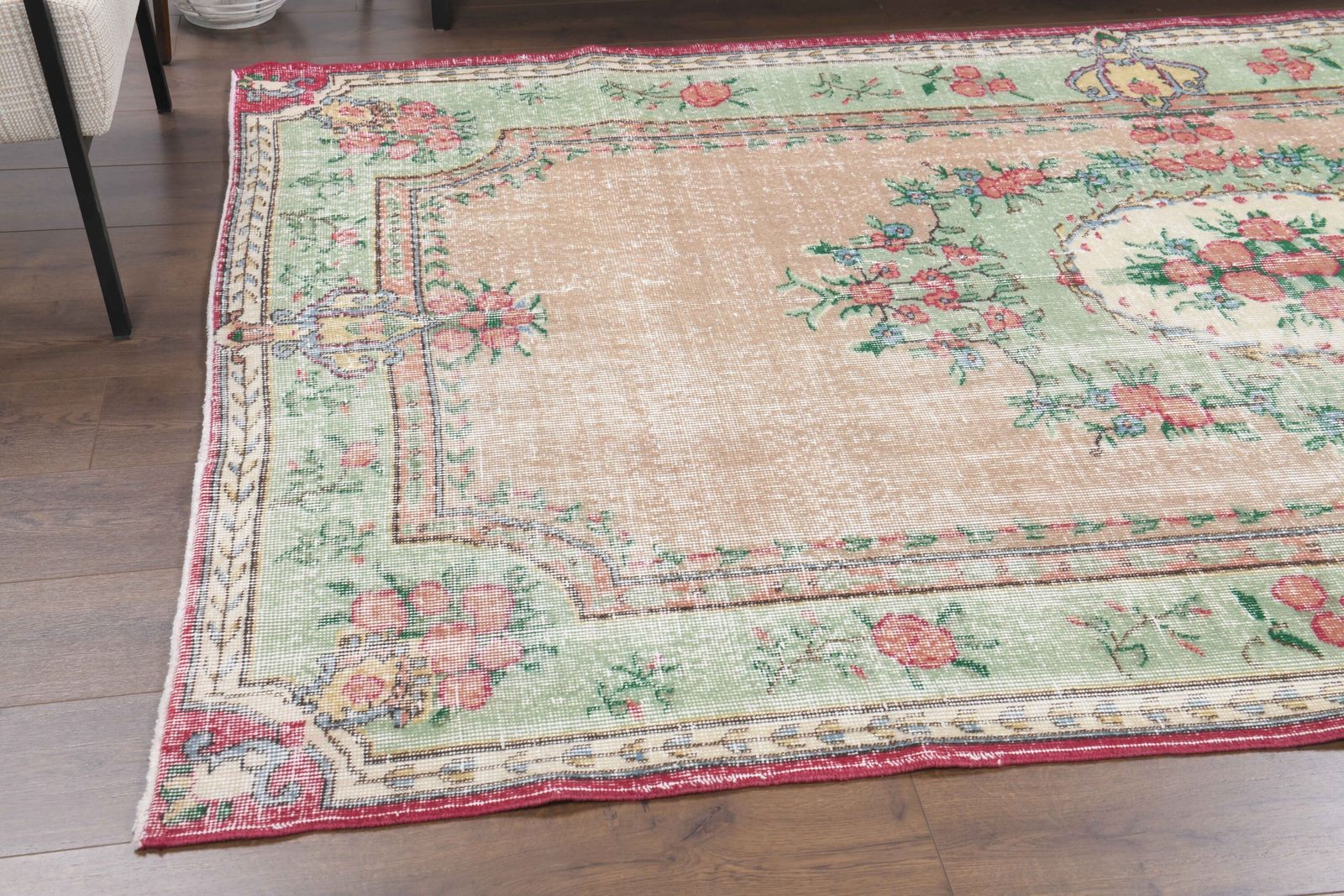 Turkish Vintage Medallion Area Rug, Oushak Rug, Handmade Wool Carpet, Farmhouse Decor, One Of A Kind, Made In Anatolia, Turkey Carpet photo vintage