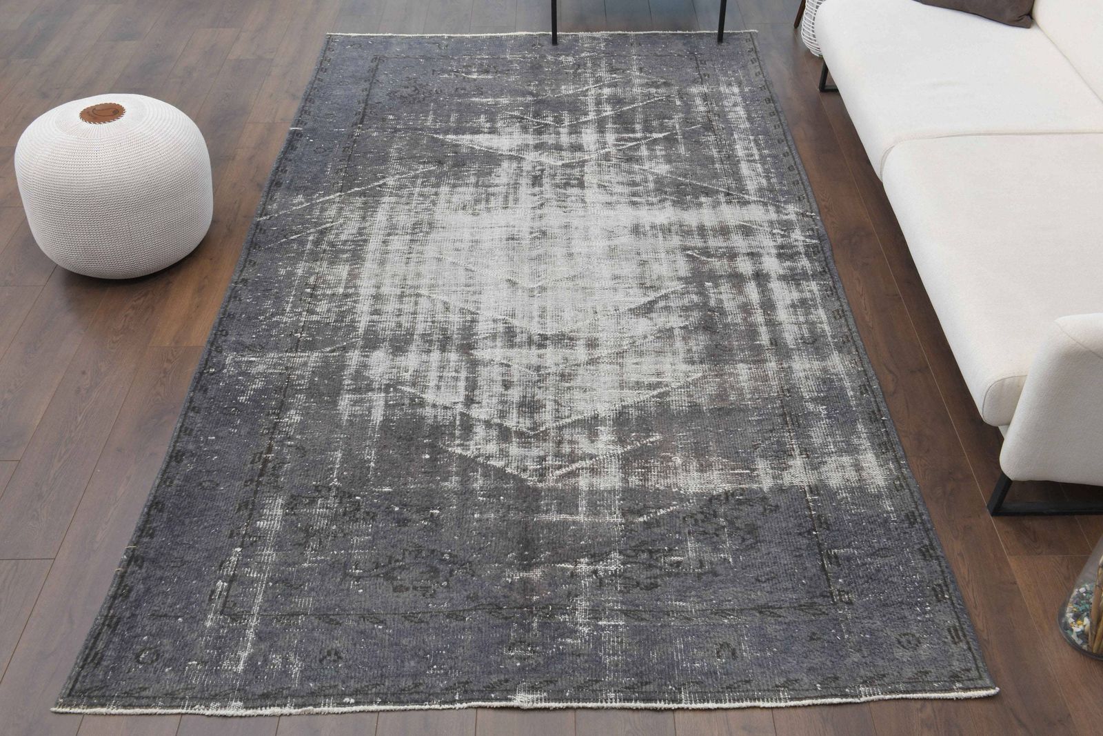 Antique Turkish Carpet, Oushak Handmade Wool Rug, Gray Distressed Area Rugs, Anatolia Farmhouse Decor One Of A Kind, Ethnic Carpet photo for sale