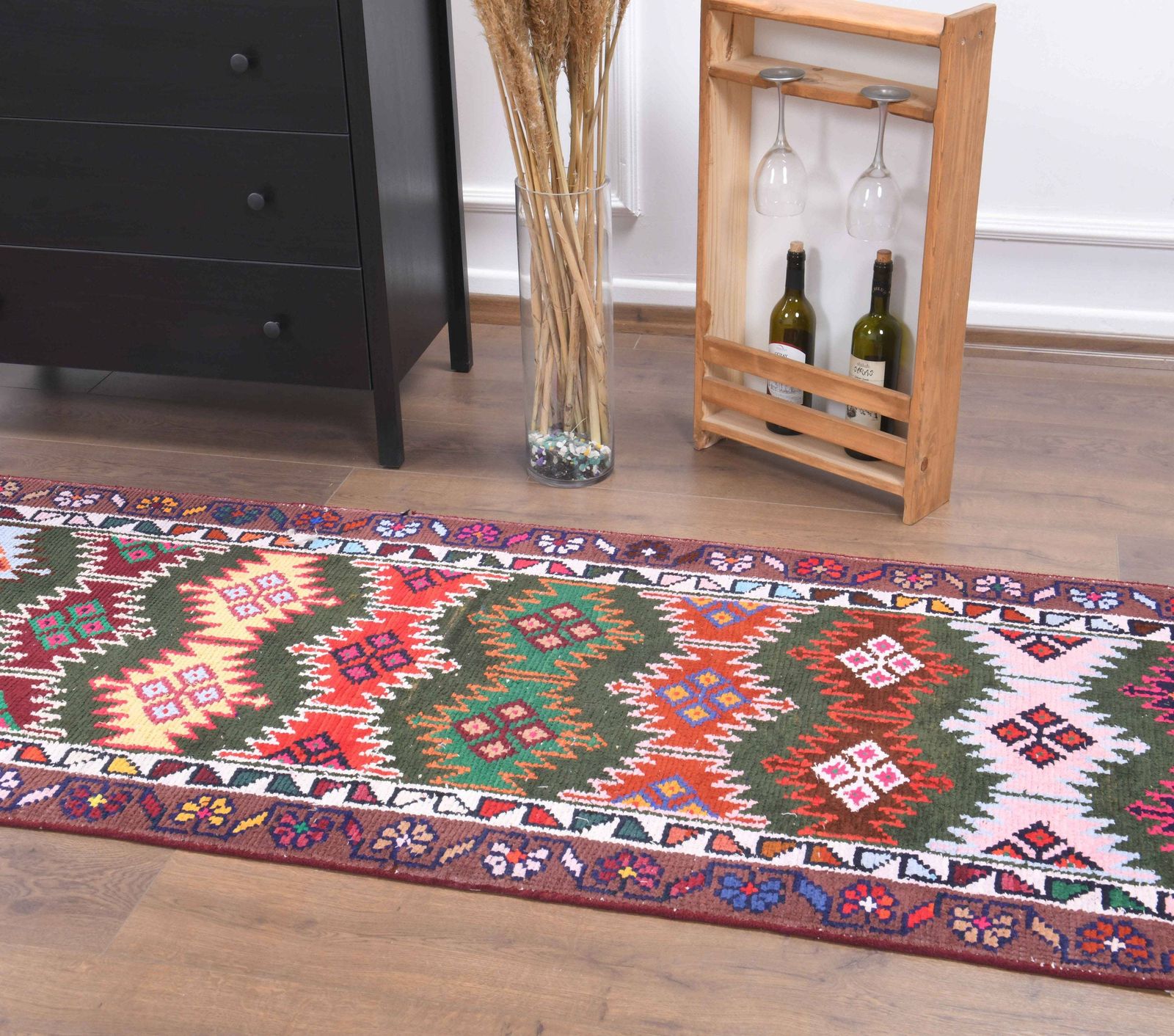 Turkish Oushak Runner, Handmade Wool Carpet, Patchwork Hallway Rug, One Of A Kind, Anatolian, Boho Decor, Farmhouse Decor photo 561.05