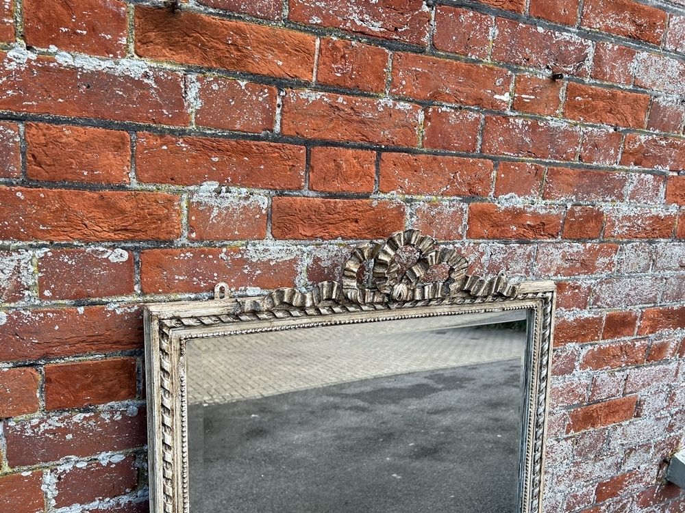 A Wonderful Large Antique French 19th Century Carved Wood & Gesso Painted Ribbed Framed Mirror photo Home Decor