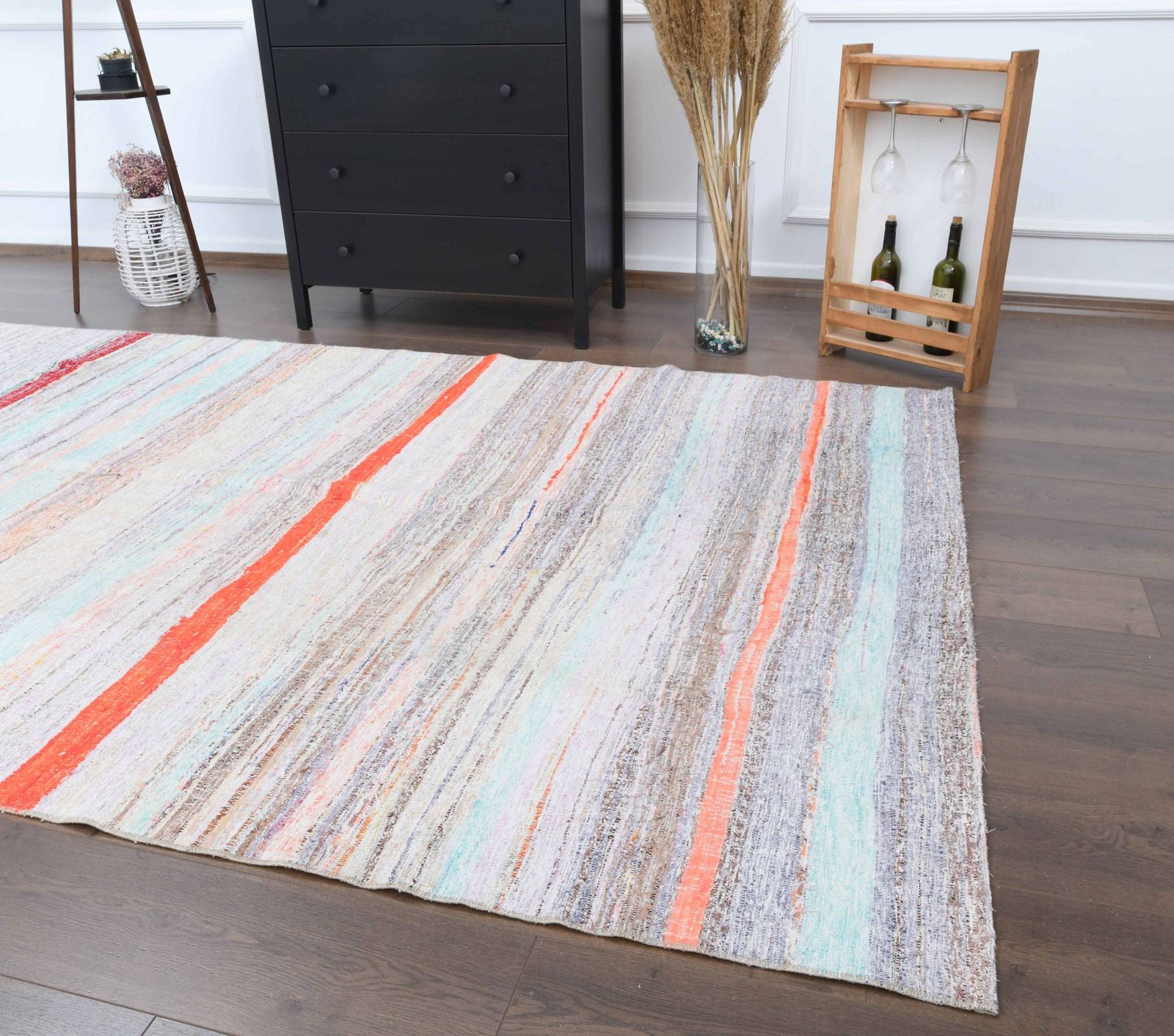 Turkish Kilim Area Rug, Oushak Handmade Wool Rug, Flatweave Rugs, Farmhouse Decor, One Of A Kind, Bohemian, Made In Anatolia photo vintage