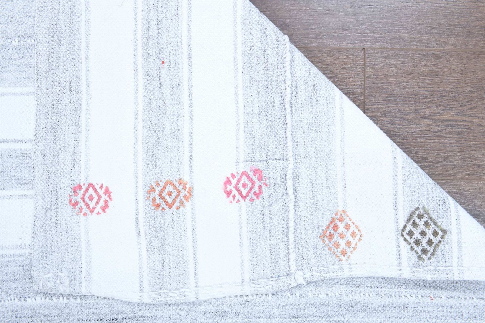 Turkish Kilim Area Rug, Oushak Handmade Wool White Carpet, Flatweave Rugs, Farmhouse Decor, One Of A Kind, Bohemian, photo vintage