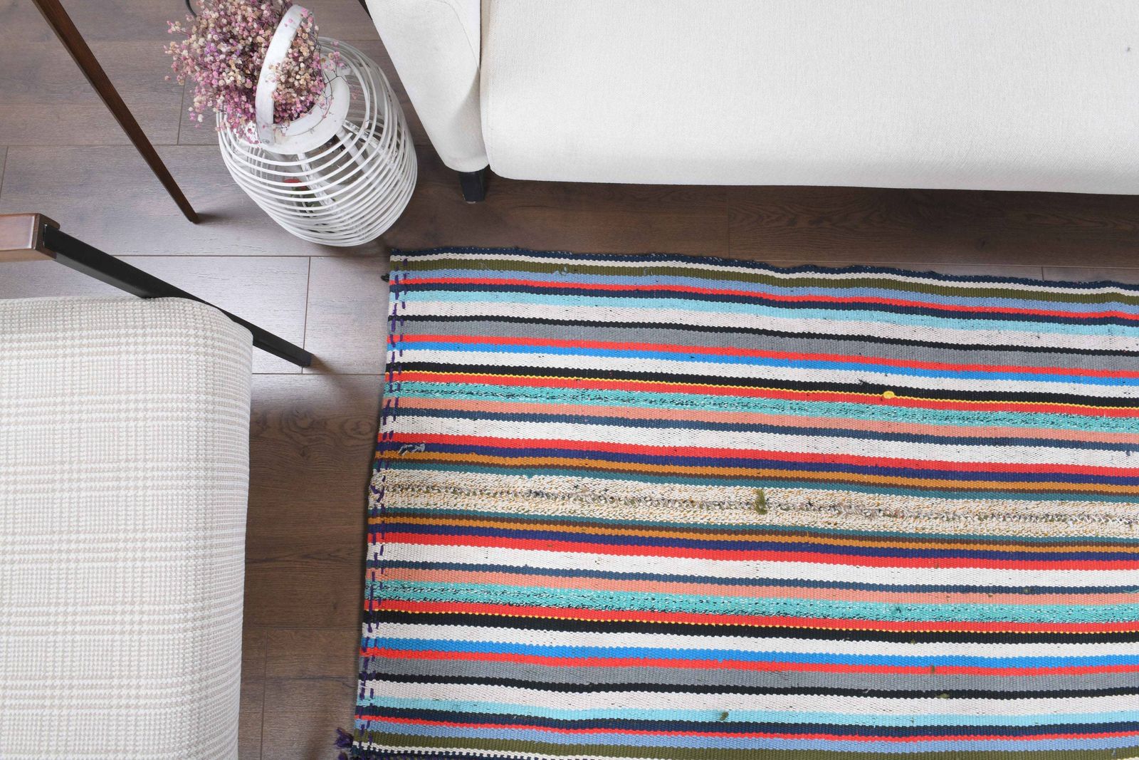 Turkish Kilim Area Rug, Oushak Handmade Wool Colorful Flatweave Rugs, Farmhouse Decor One Of A Kind, Made In Anatolia, Boho photo buy