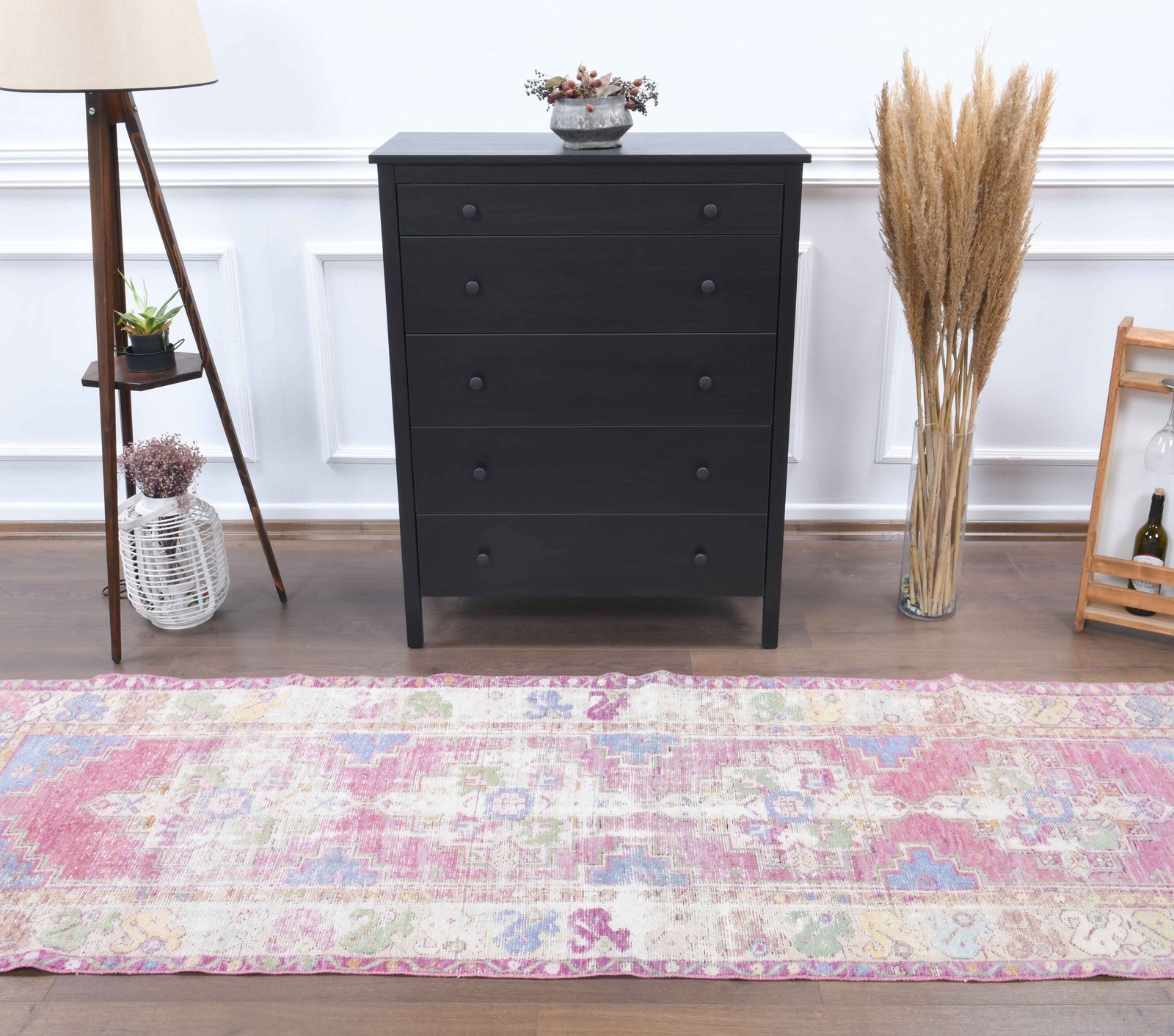 Turkish Antique Oushak Rug Runner, Handmade Wool Carpet, Hallway Low Pile Rugs, Farmhouse Decor, One Of A Kind, Traditional, Boho Decor photo furniture