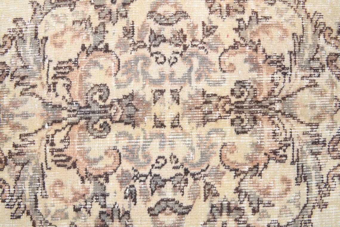 6x9 Antique Turkish Area Rug, Oushak Handmade Wool Beige Oriental Rugs, Farmhouse Decor, One Of A Kind, Bohemian, Made In Turkey, Carpet photo vinterior