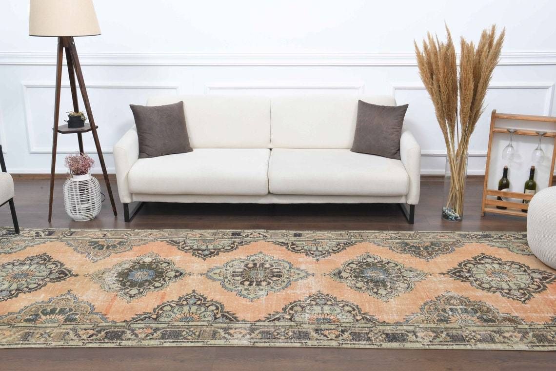 5x12 Vintage Wide Turkish Oushak Runner, Hand Knotted Wool, Kitchen Hallway Rug, One Of A Kind, Anatolian, Boho Decor, Made In Turkey Carpet
