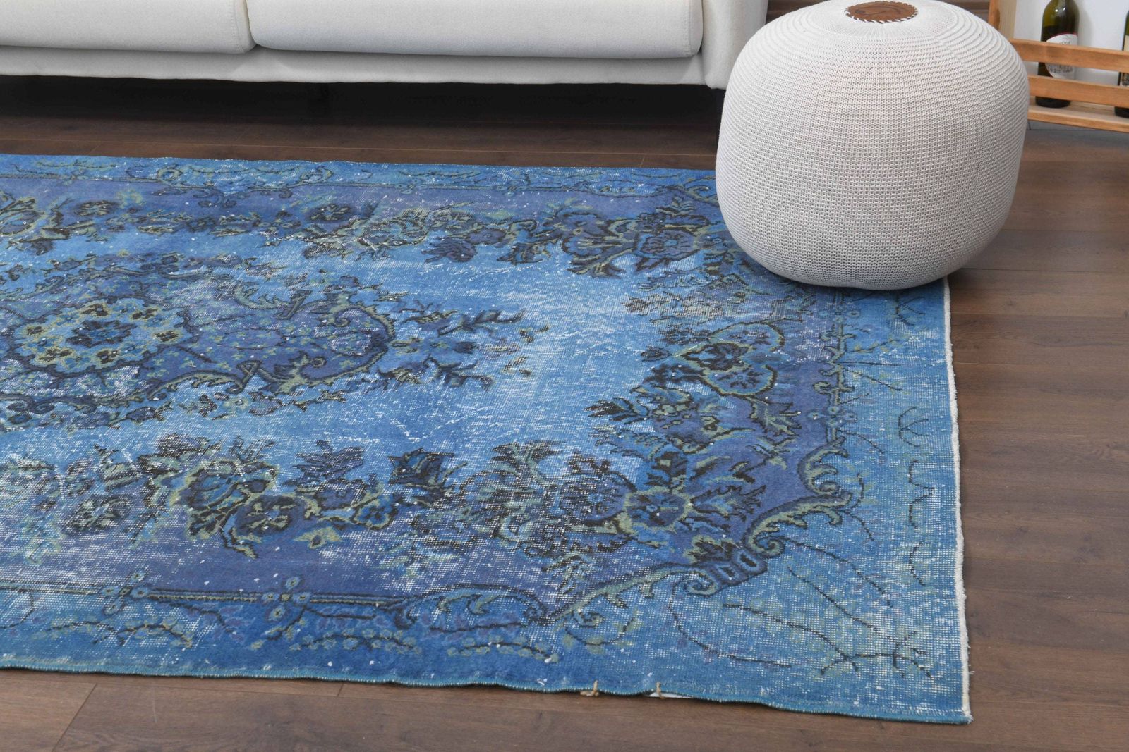Turkish Oushak Rug, Handmade Wool Carpet, Blue Area Rug, Farmhouse Decor One Of A Kind, Anatolian, Ethnic Carpet, Bohemian Rugs photo furniture