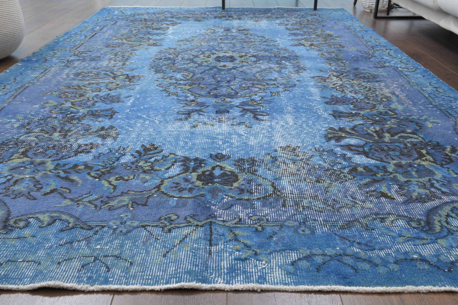 Turkish Oushak Rug, Handmade Wool Carpet, Blue Area Rug, Farmhouse Decor One Of A Kind, Anatolian, Ethnic Carpet, Bohemian Rugs photo Textiles