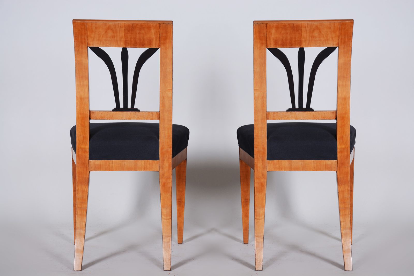 Pair Of Biedermeier Dining Chairs Made In Czechia Circa 1830s. Restored Cherry. photo 1250.0