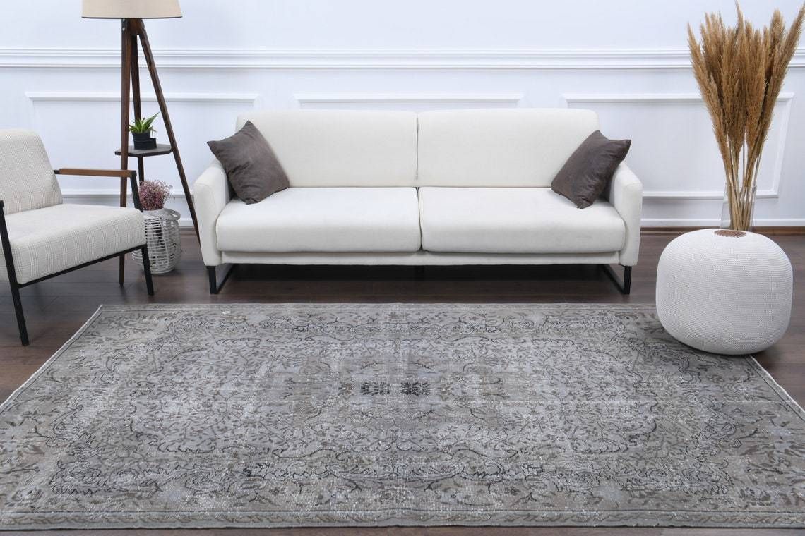 6x9 Turkish Vintage Area Rug, Oushak Handmade Wool Carpet, Distressed Rug, Farmhouse Decor, One Of A Kind, Made In Anatolia
