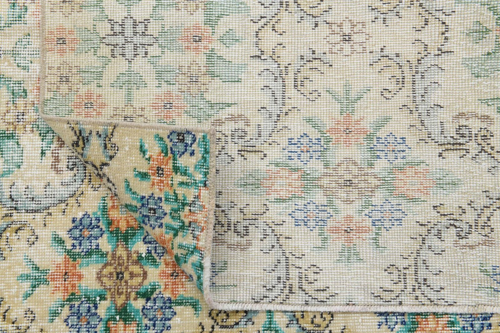 Turkish Oushak Handmade Wool Rug, Beige Floral Area Rugs, Farmhouse Decor, One Of A Kind Anatolian Rug, Bohemian Rug photo buy