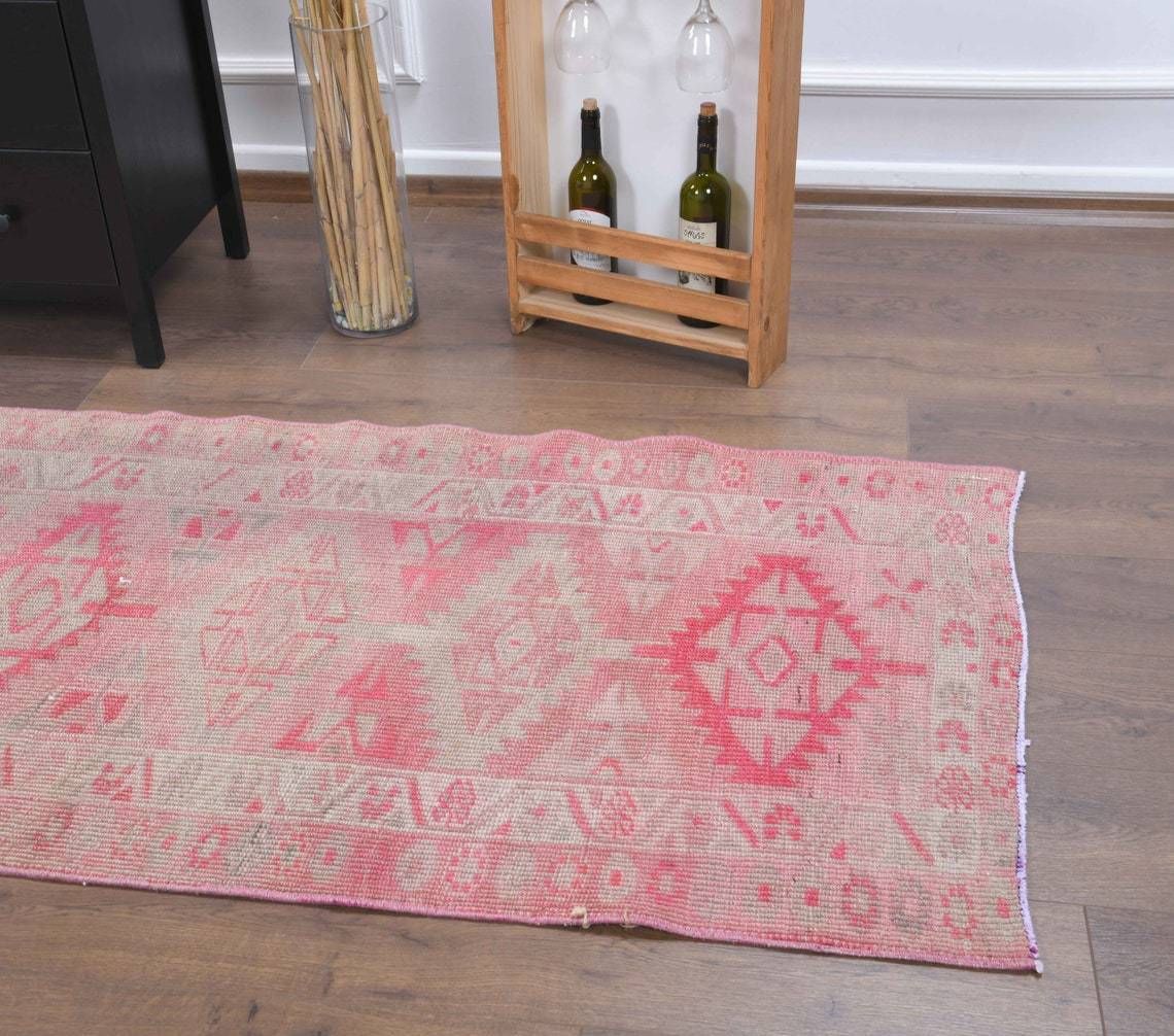 Turkish Vintage Rug Runner Oushak Handmade Wool Rug Shabby Chic Etnic Hallway Rugs Farmhouse Decor photo buy