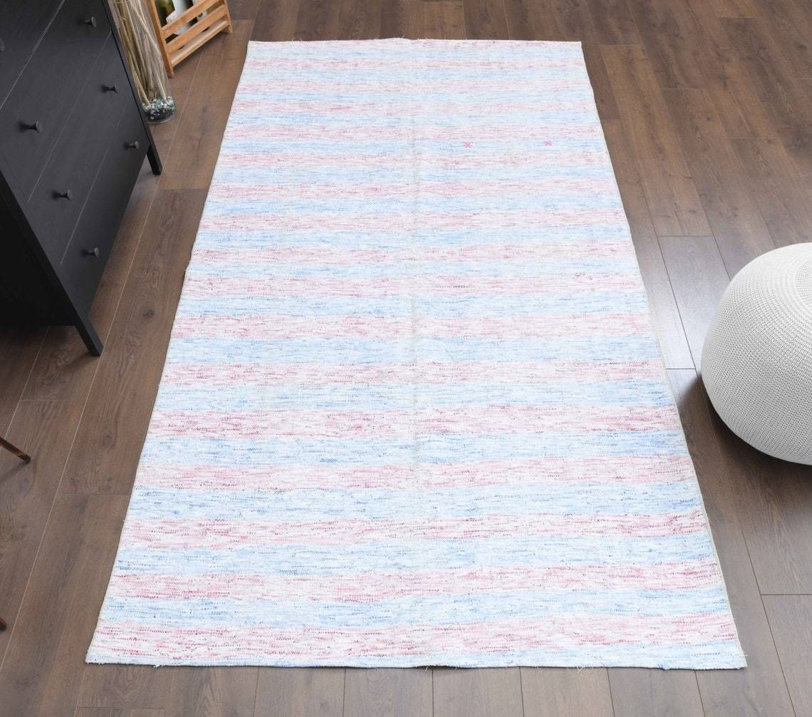 Vintage Turkish Kilim Area Rug Oushak Handmade Wool Rug Flatweave Rugs Farmhouse Decor Bohemian Made In Anatolia