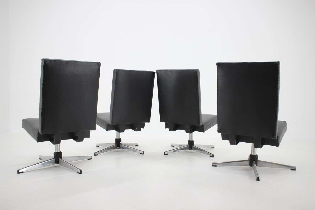 1970s Swivel Chair In Black Leatherette, Czechoslovakia photo Furniture