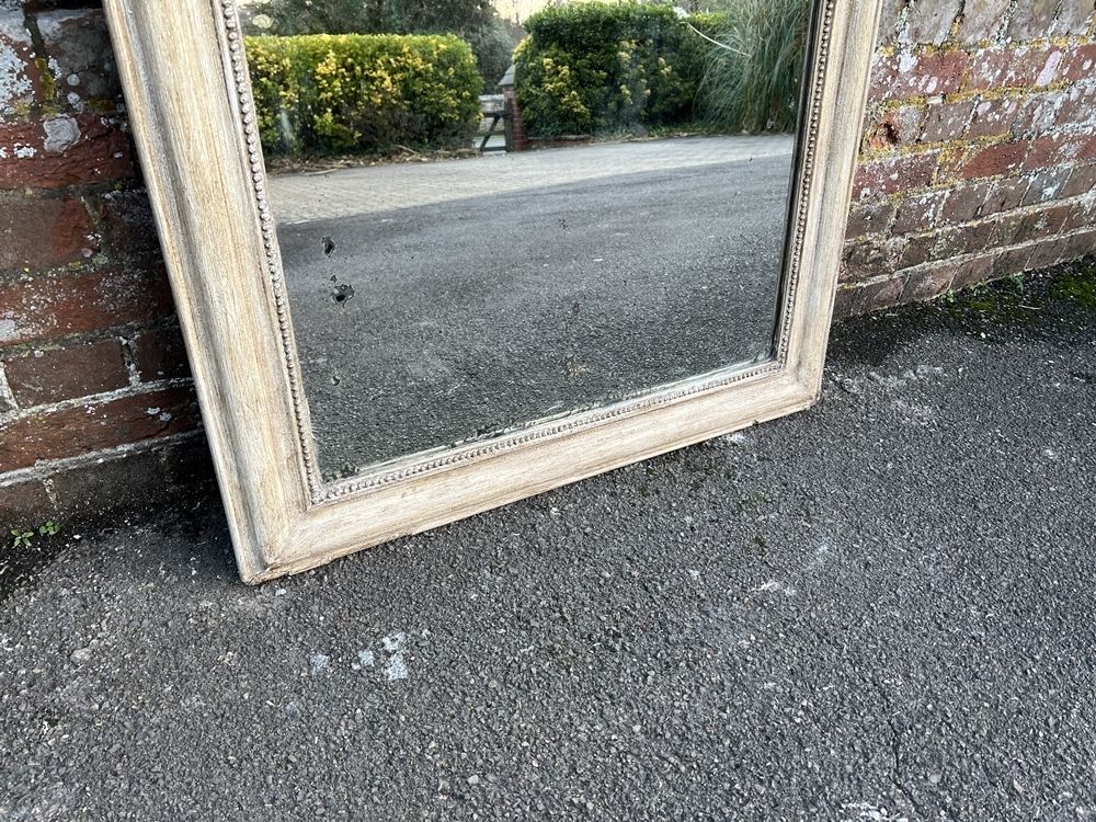 An Exceptional Large Antique French 19th Century Carved Wood & Gesso Arched Top Painted Mirror photo Home Decor