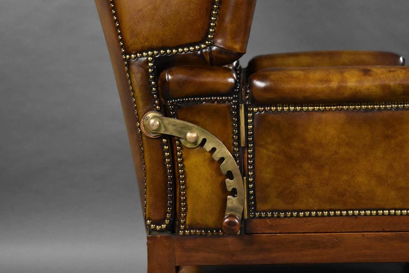 9000.0 19th Century Victorian Hand Dyed Leather Reclining Chair By Foota Patent Chairs photo