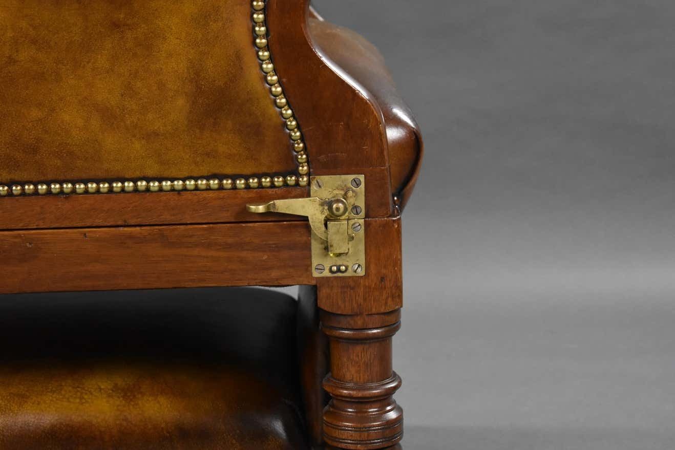 photo vinterior 19th Century Victorian Hand Dyed Leather Reclining Chair By Foota Patent Chairs
