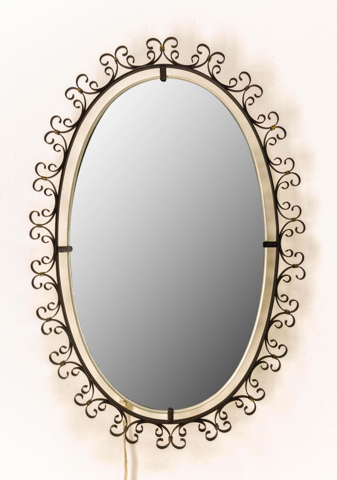 Miroir lumineux en métal, cadre en métal, France, vers 1960 photo furniture