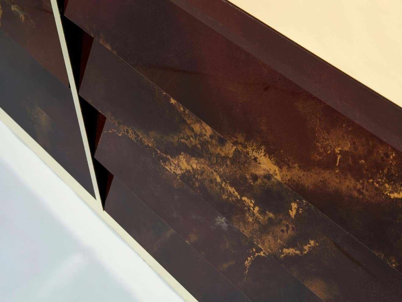 Unique Golden Lacquer Brass Maison Jansen Sideboard Commode, 1970s photo buy