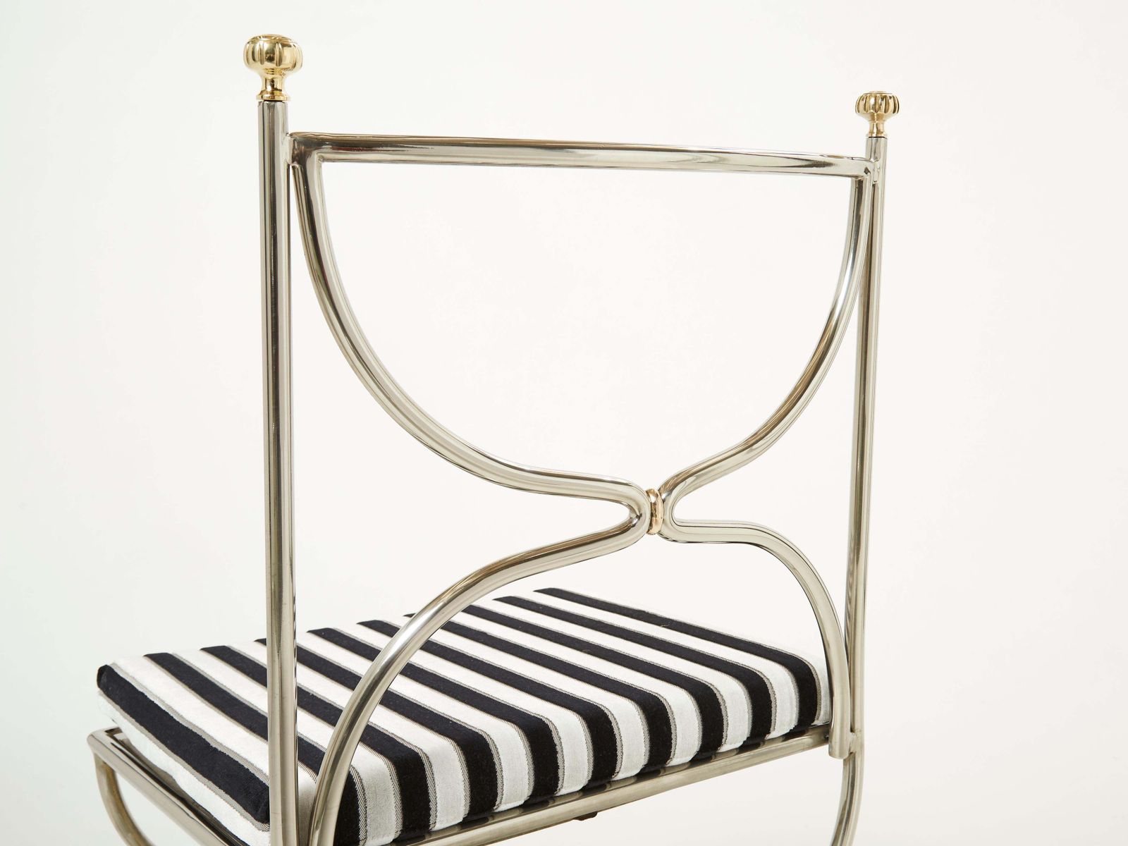 photo furniture Set Of Twelve Steel Brass Velvet Curule Chairs By Maison Jansen, 1960s