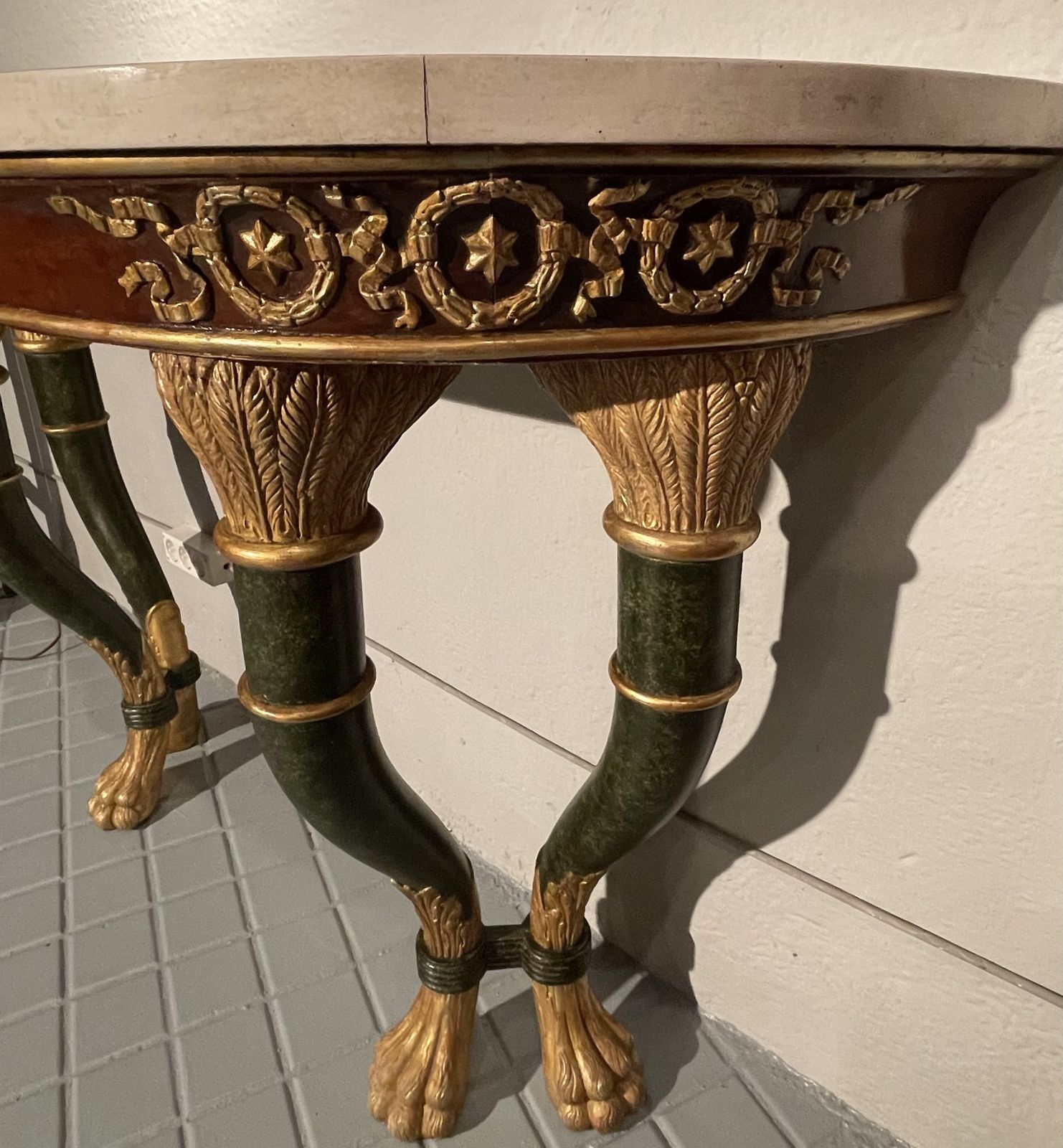 photo furniture Pair Of Sicilians Consoles Made Of Wood With Gilding And Stucco, 19th Century