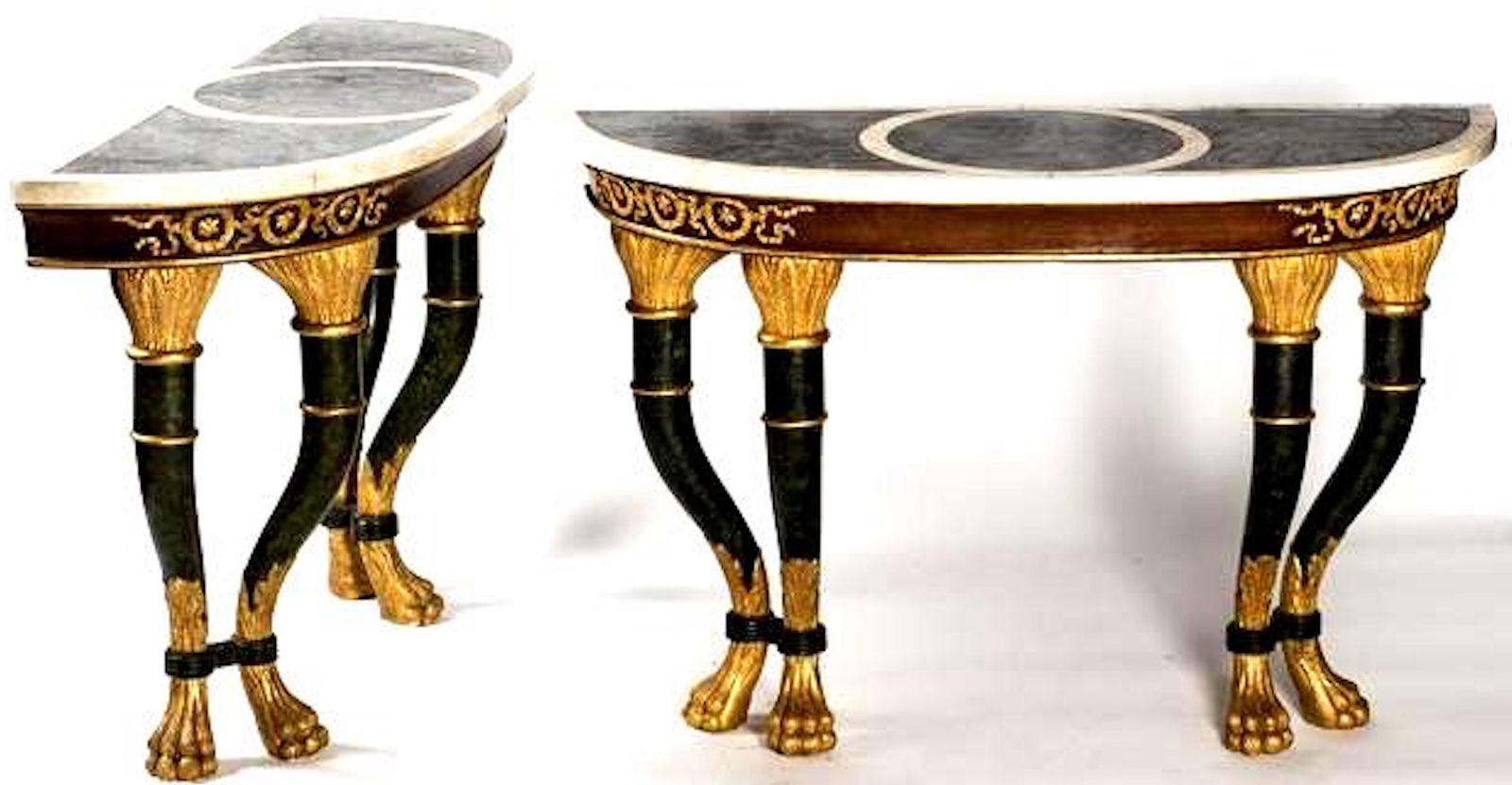 Pair Of Sicilians Consoles Made Of Wood With Gilding And Stucco, 19th Century