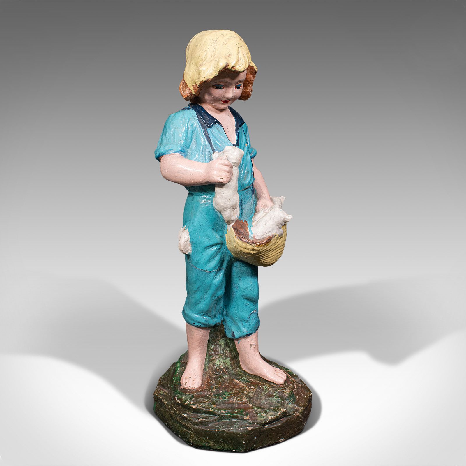 Antique Farm Girl Figure, French, Decorative Statue, Provincial, C.1900