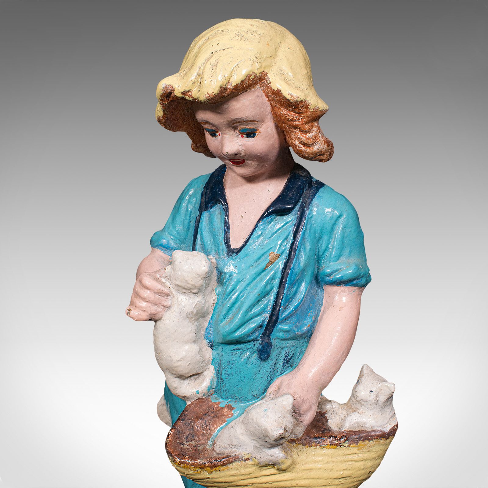 Antique Farm Girl Figure, French, Decorative Statue, Provincial, C.1900 photo vintage