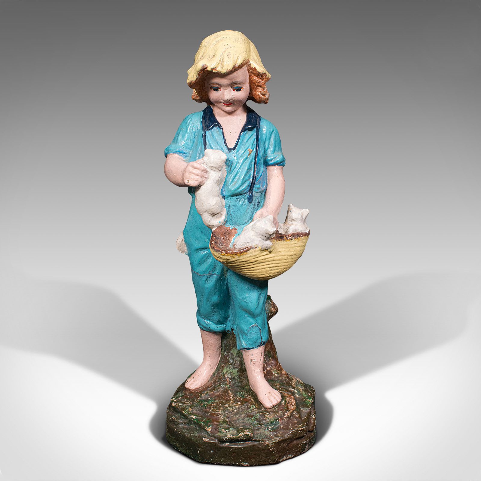 photo furniture Antique Farm Girl Figure, French, Decorative Statue, Provincial, C.1900