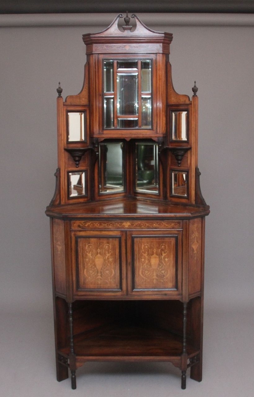 19th Century Inlaid Mahogany Corner Cabinet