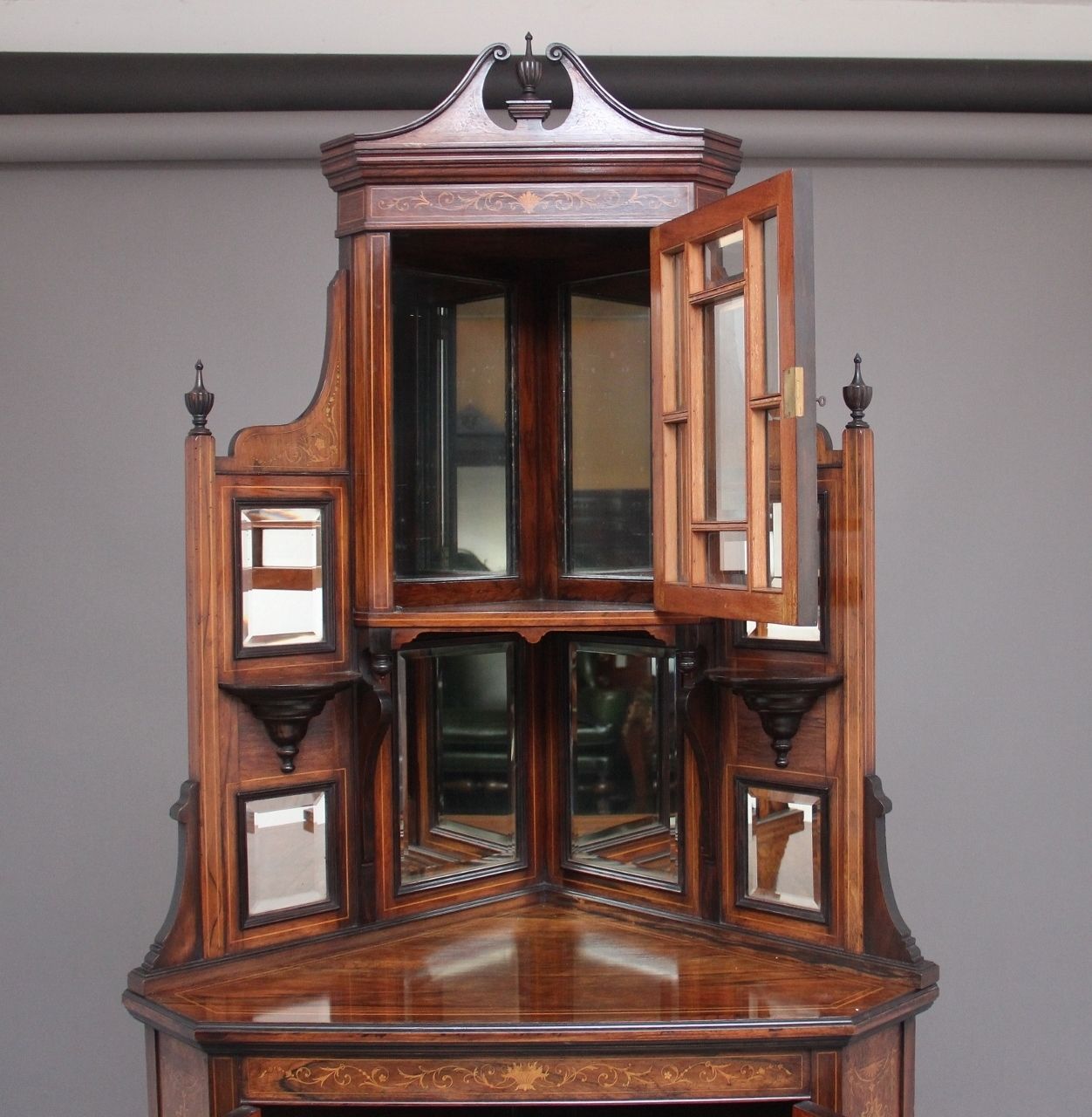 19th Century Inlaid Mahogany Corner Cabinet photo Furniture