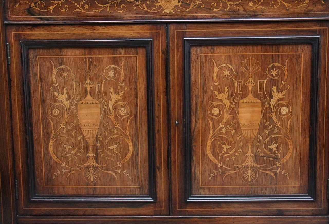 Furniture 19th Century Inlaid Mahogany Corner Cabinet photo
