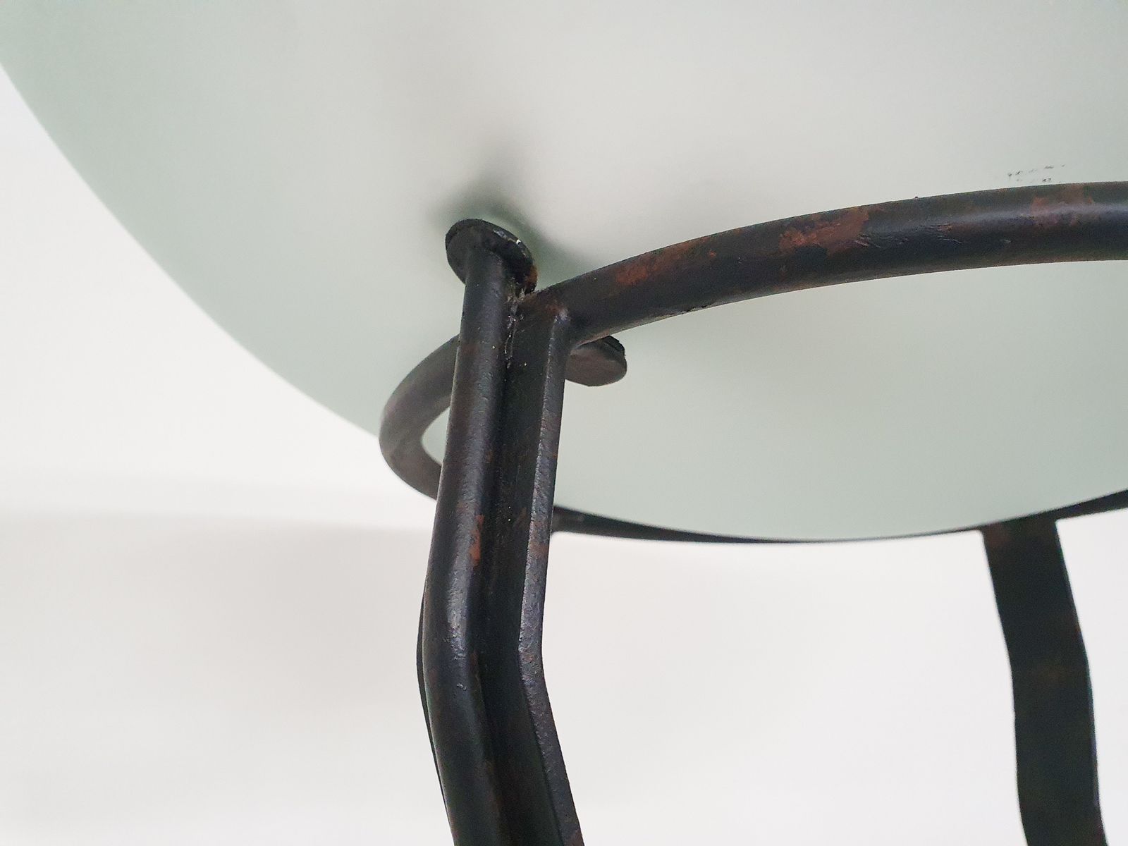 Impressive Italian Floor Light In Iron, Stone And Glass photo vintage