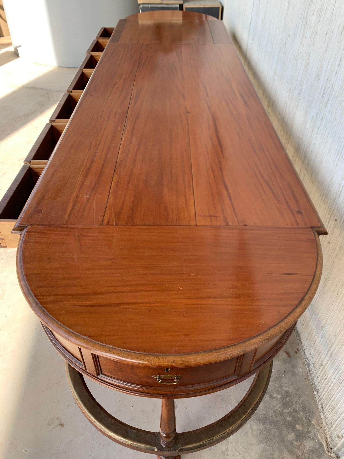 photo vintage 12 Foot Oval Center Table With Drawers In Both Sides, 20th Century