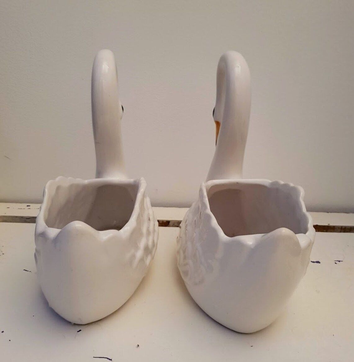 Pair Of Ceramic Plant Pots Shaped As Swans photo 50.0
